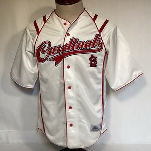 True Fan St. Louis Cardinals White and Red Baseball Jersey Men’s size small.